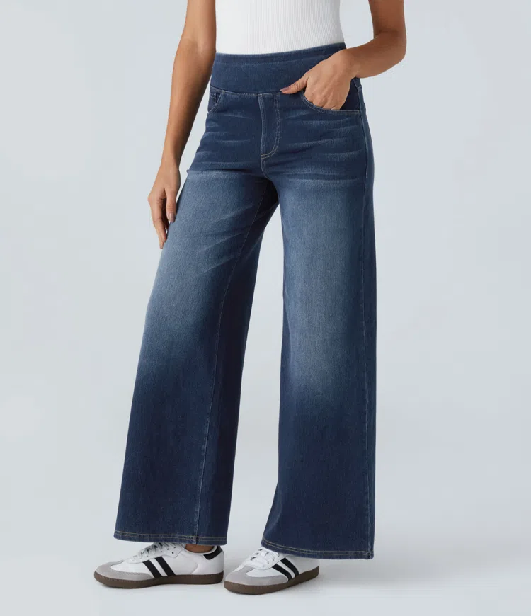 Naotstore - Super Stretch High-Waisted Wide Leg Jeans