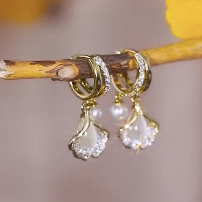 🔥Last day! 💥Special sale - Apricot Leaf Pearl Earrings - naotstore