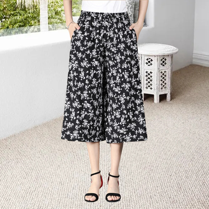 🔥Last day! 💥Special sale - Women's High Elastic Waist Pleated Chiffon Wide Leg Culottes - naotstore