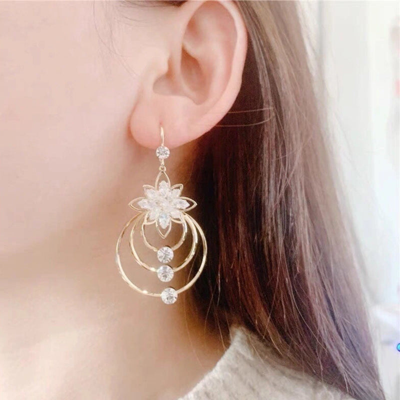 🔥Last day! 💥Special sale - Crystal Lotus Three Hoop Earrings - naotstore