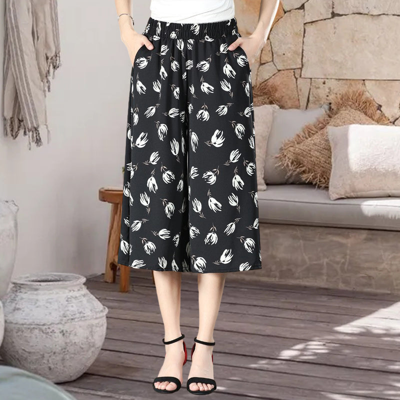 🔥Last day! 💥Special sale - Women's High Elastic Waist Pleated Chiffon Wide Leg Culottes - naotstore