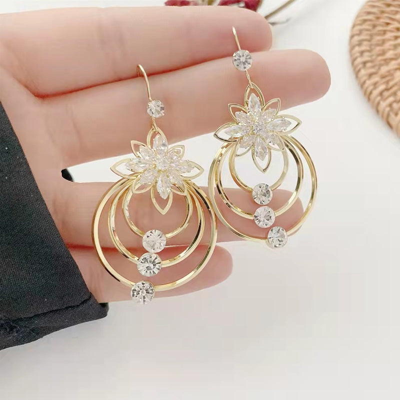 🔥Last day! 💥Special sale - Crystal Lotus Three Hoop Earrings - naotstore