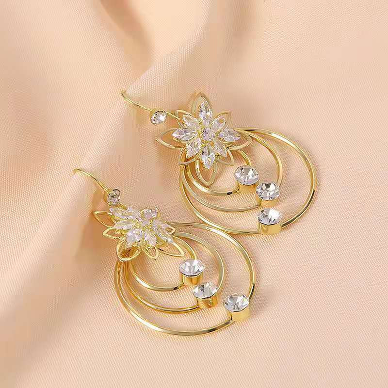 🔥Last day! 💥Special sale - Crystal Lotus Three Hoop Earrings - naotstore