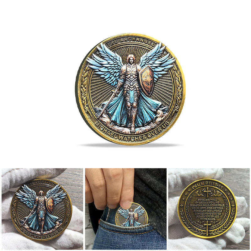 🔥Last day! 💥Special sale - The Archangel Michael Watches Over Us Challenge Coin - naotstore