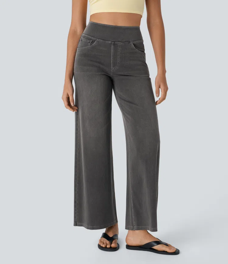 Naotstore - Super Stretch High-Waisted Wide Leg Jeans