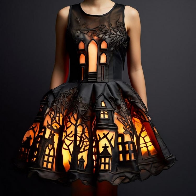 These stunning Halloween Silhouette Dresses Will Light Up Your Spooky Season!(Glow is a picture effect) - naotstore