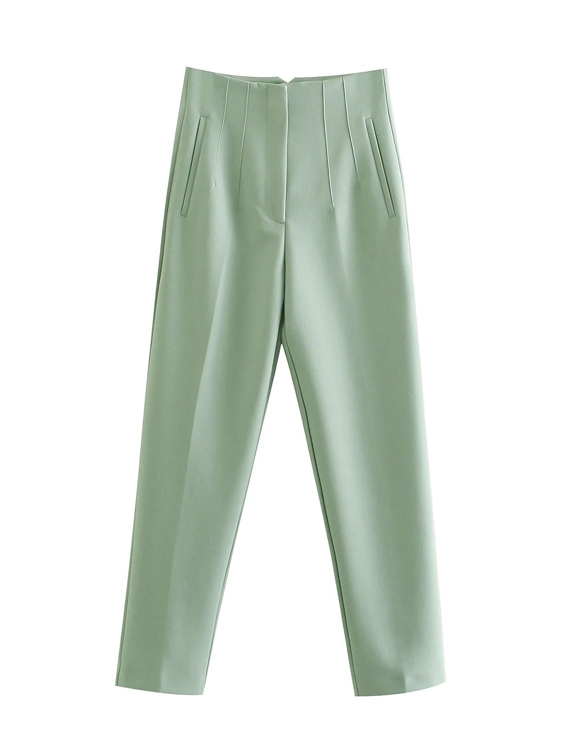 Naotstore - Straight Pants High Waist Zipper Fly Trousers