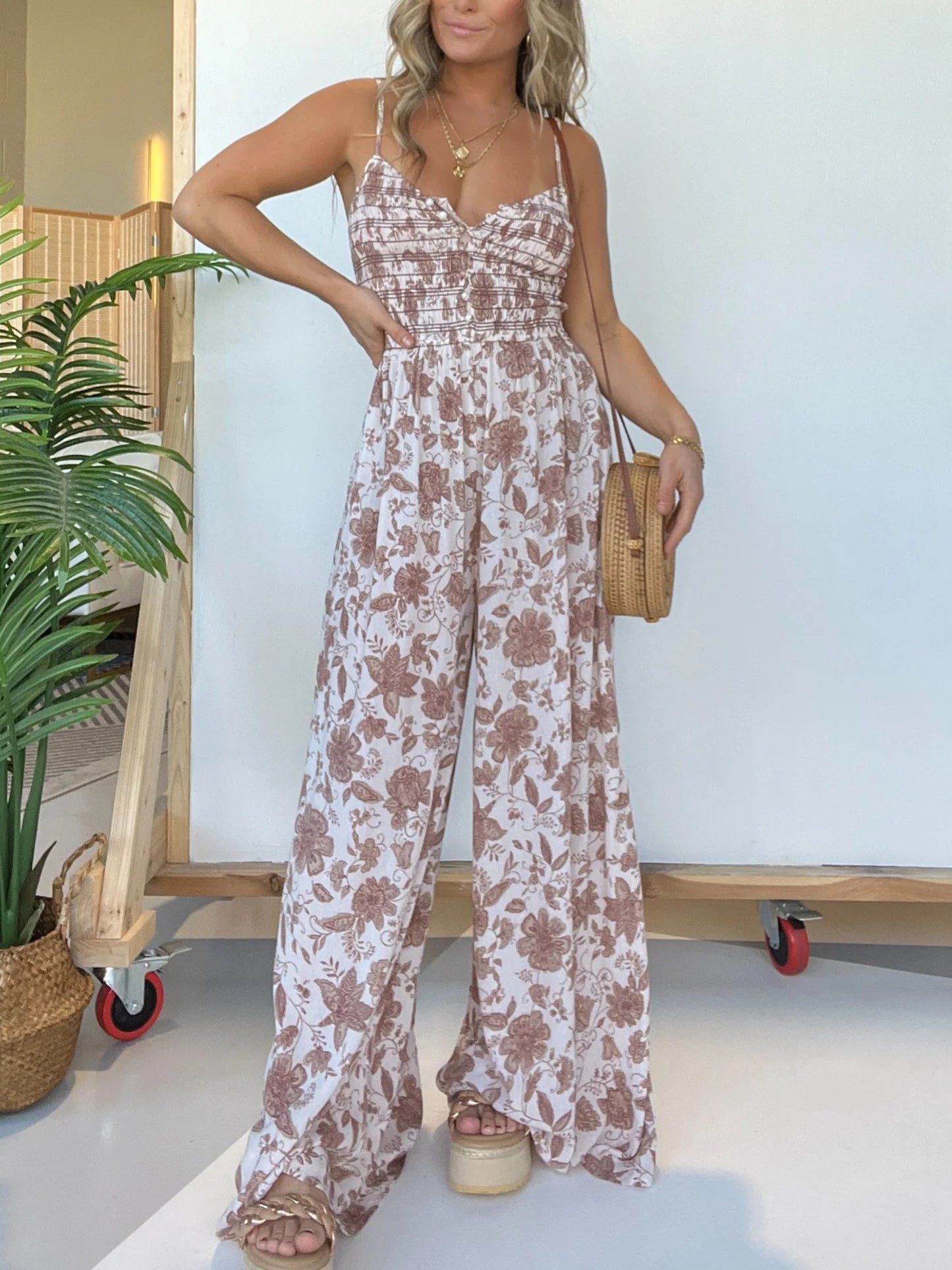 ✨This week's special price is $34.99💗Floral Suspender Wide-leg Jumpsuit