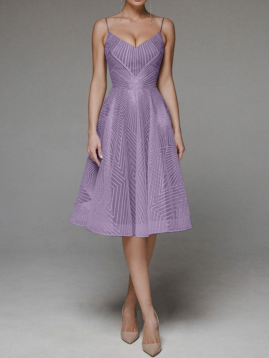Stylish V-neck slip dress with subtle shimmer