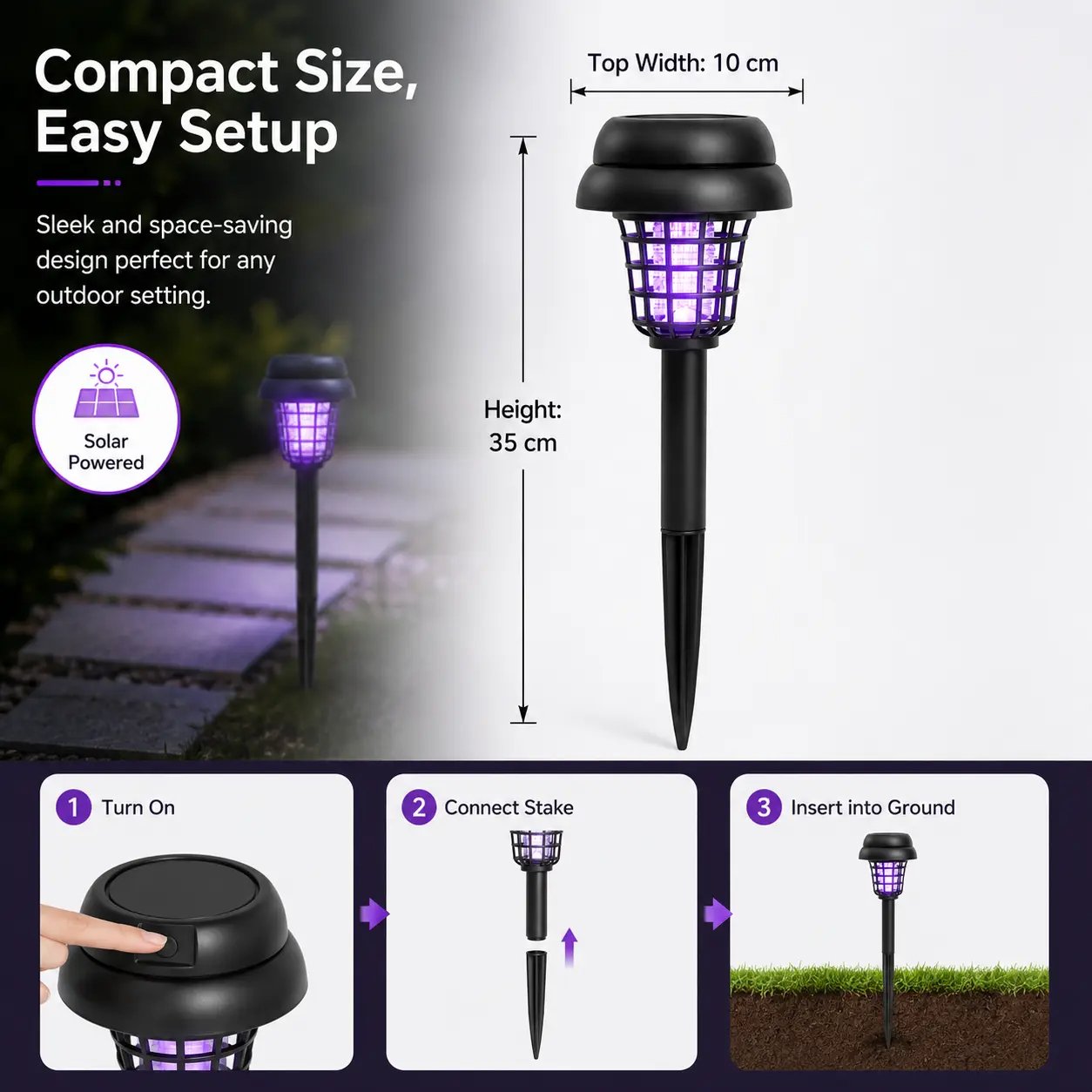 ☀️🦟Outdoor solar-powered UV mosquito killer lamp