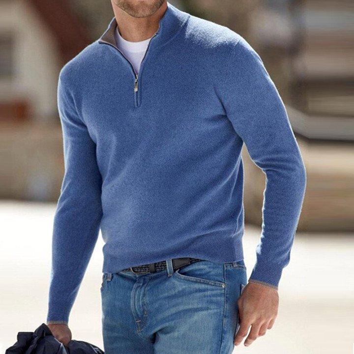 🔥Last day! 💥Special sale - Men's Cashmere Zip Basic Sweater