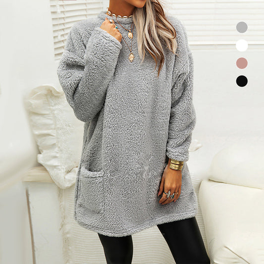 🔥Last day! 💥Special sale - Pocket Crew Neck Casual Warm Long Sleeve T-Shirt Dress - naotstore