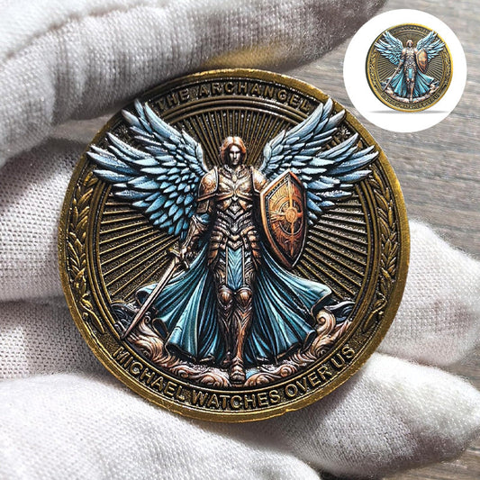 🔥Last day! 💥Special sale - The Archangel Michael Watches Over Us Challenge Coin - naotstore