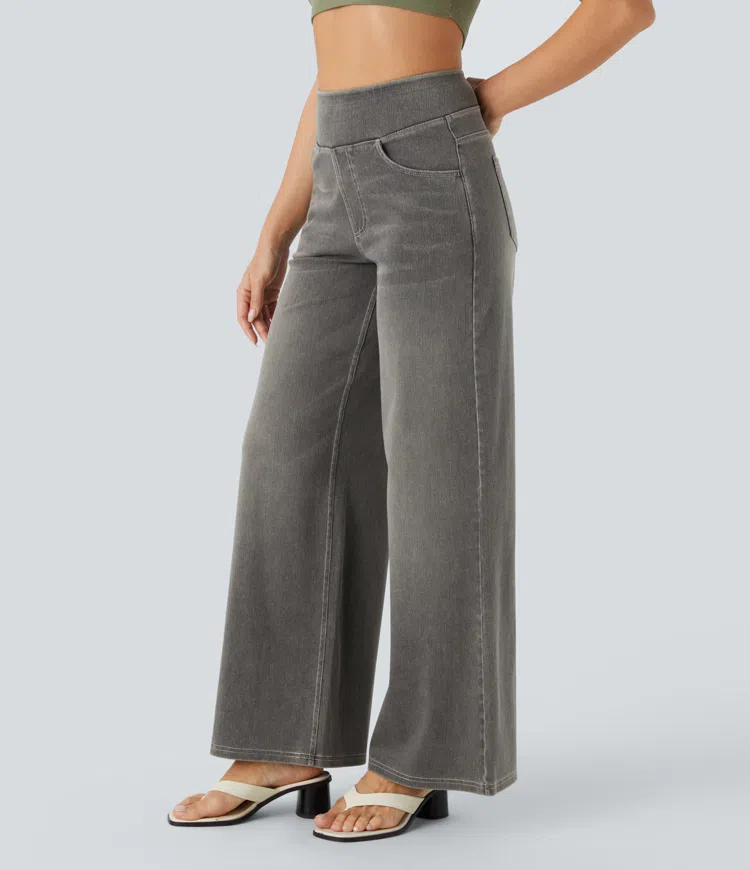 Naotstore - Super Stretch High-Waisted Wide Leg Jeans