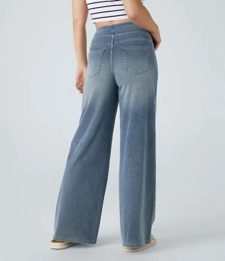 Naotstore - Super Stretch High-Waisted Wide Leg Jeans