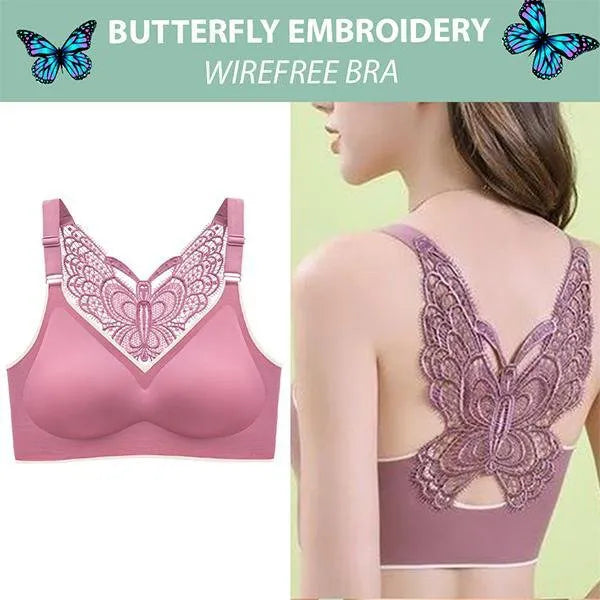 💥Buy 1 get 1 free - Butterfly Embroidery Wire-free Bra - naotstore