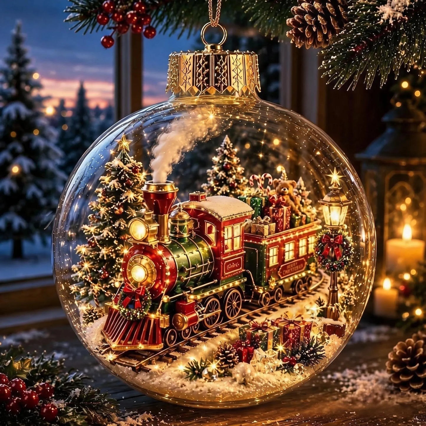 🎄Glowing Christmas Diorama Ornament✨Tiny Winter World Decor