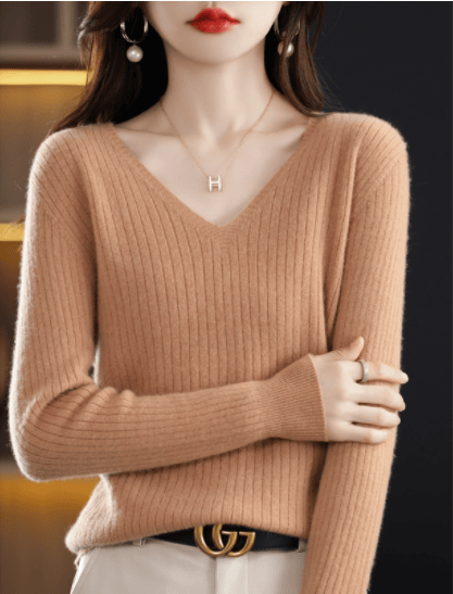 💥Hottest items this month - V-Neck Pullover Long Sleeve Solid Color Cashmere Sweater - naotstore