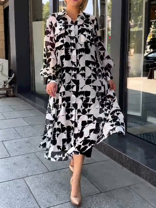 Naotstore - Classic Black White Shirt Dress