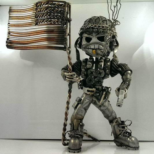 Naotstore - Recycling/Scrap Metal Standing Warrior Sculpture Handmade-Piston Man