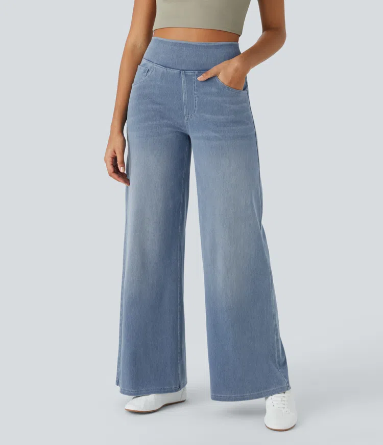 Naotstore - Super Stretch High-Waisted Wide Leg Jeans