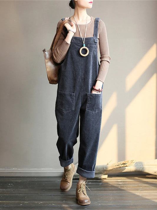 Naotstore - Wide Leg Corduroy Overalls