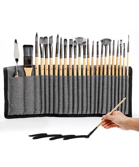 Naotstore - Professional Art Brush With Natural Wood Handles Set Of 24