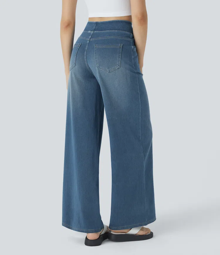 Naotstore - Super Stretch High-Waisted Wide Leg Jeans