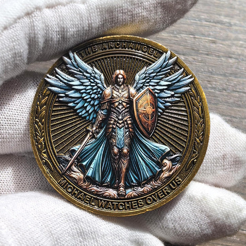 🔥Last day! 💥Special sale - The Archangel Michael Watches Over Us Challenge Coin - naotstore