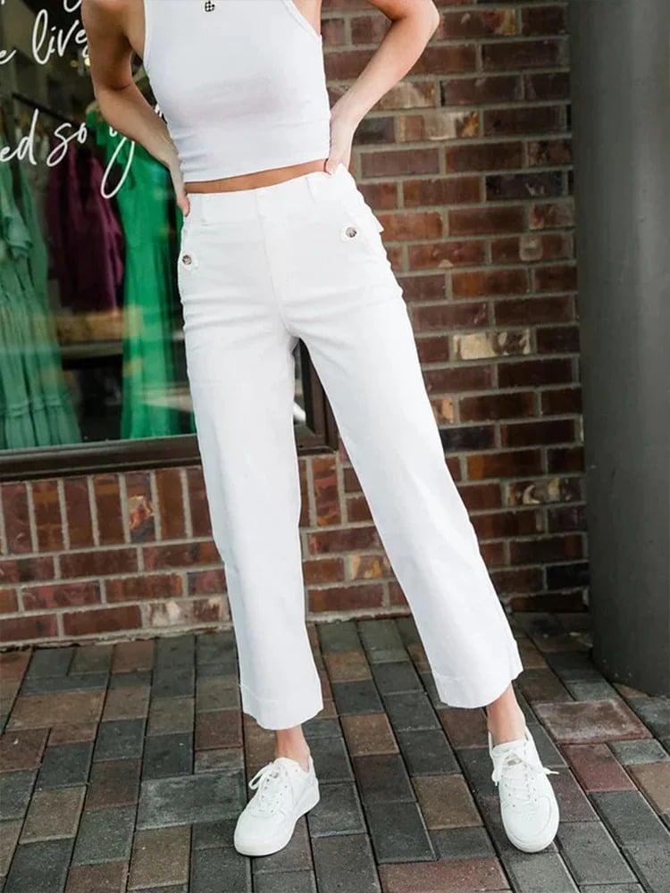 😍Last day! 💥Special sale -Tummy Control Twill Cropped Wide Leg Pant - naotstore