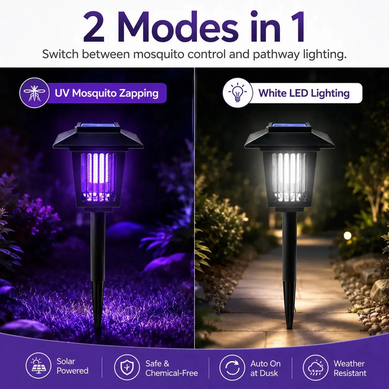 ☀️🦟Outdoor solar-powered UV mosquito killer lamp