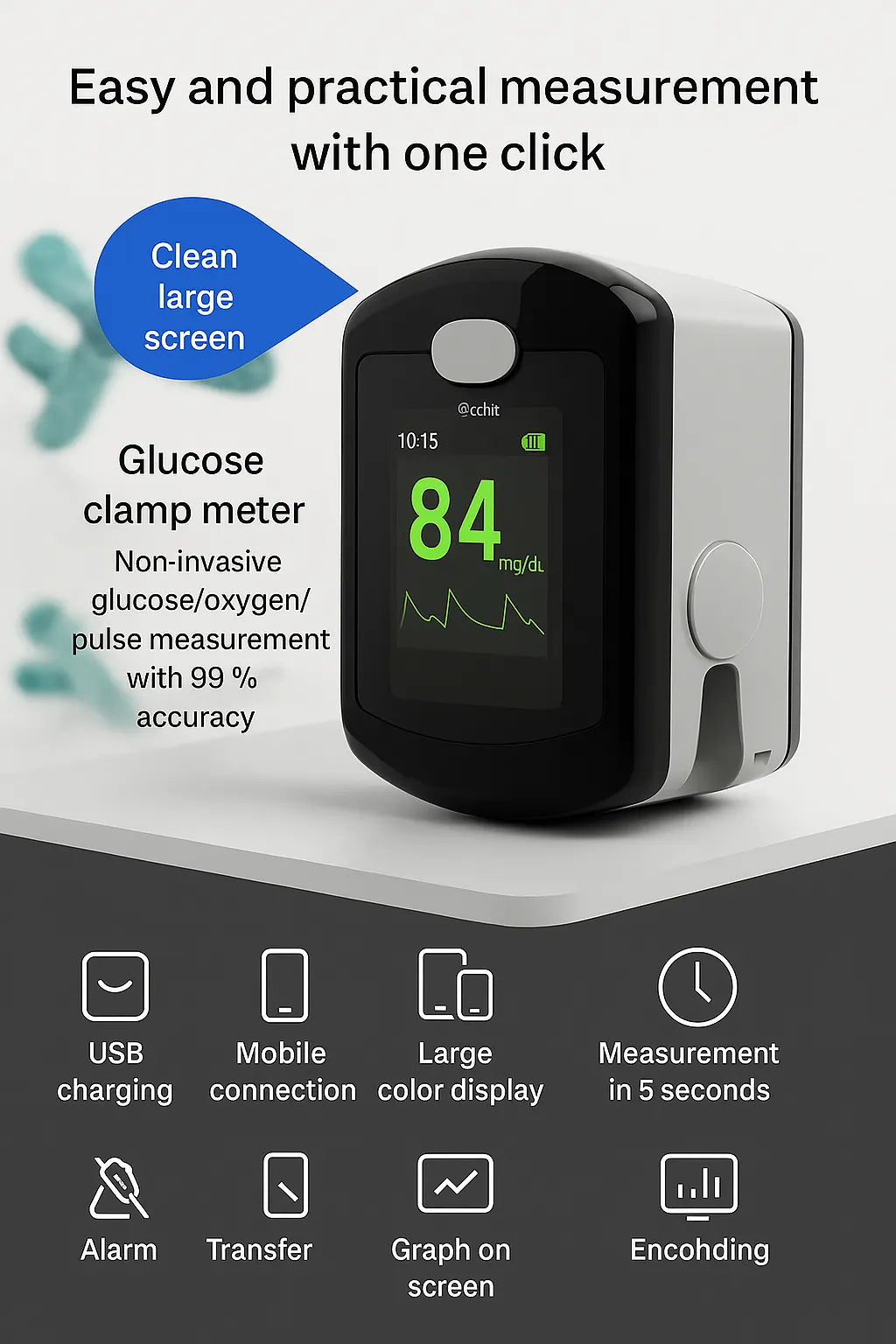 Non-Invasive Blood Glucose Monitor 99% High Accuracy