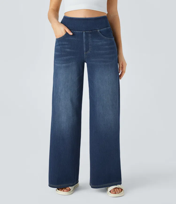 Naotstore - Super Stretch High-Waisted Wide Leg Jeans