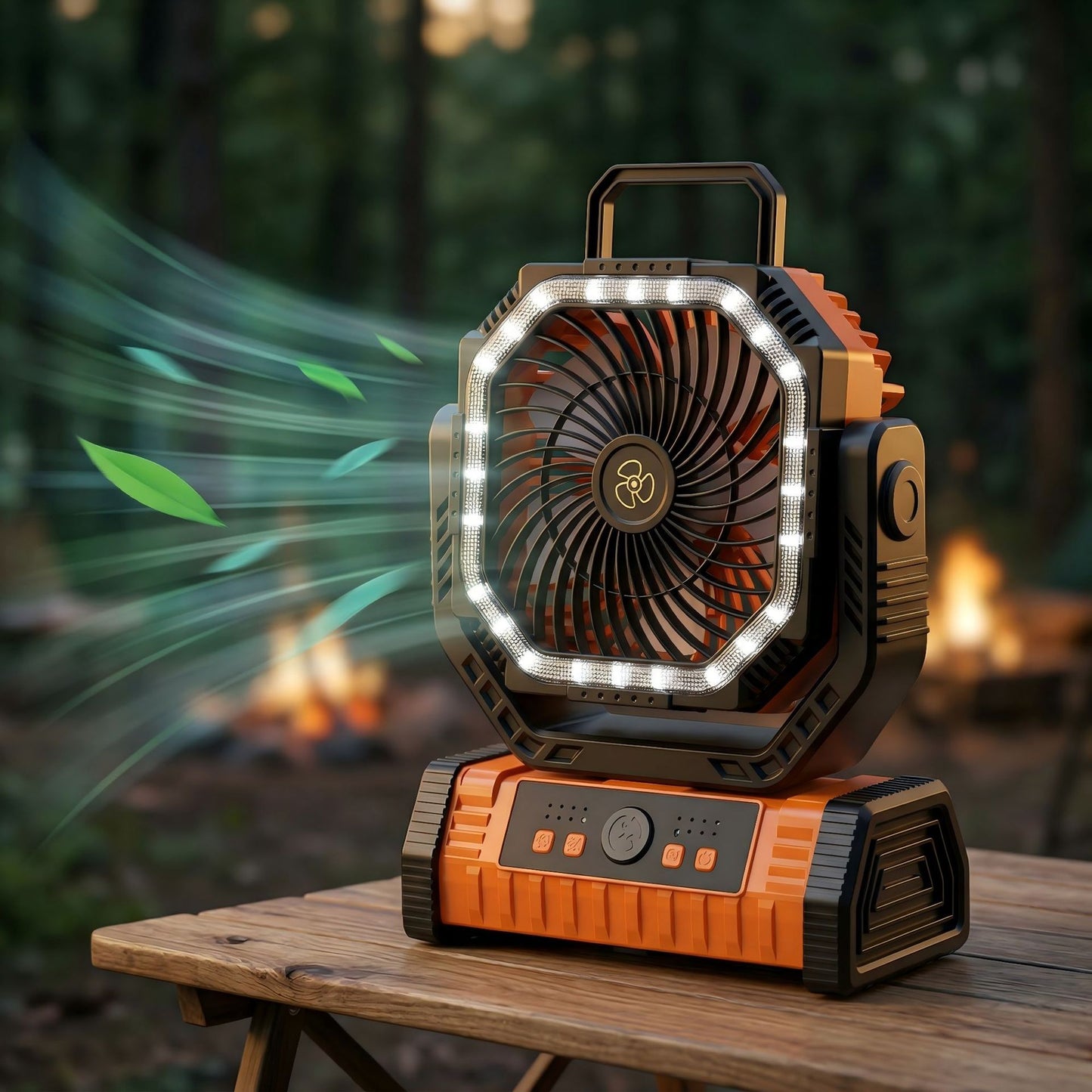 USB-C Rechargeable Outdoor Camping Fan 20000mAh, LED Light & Remote Timer Hanging Tent Fan