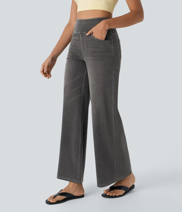 Naotstore - Super Stretch High-Waisted Wide Leg Jeans