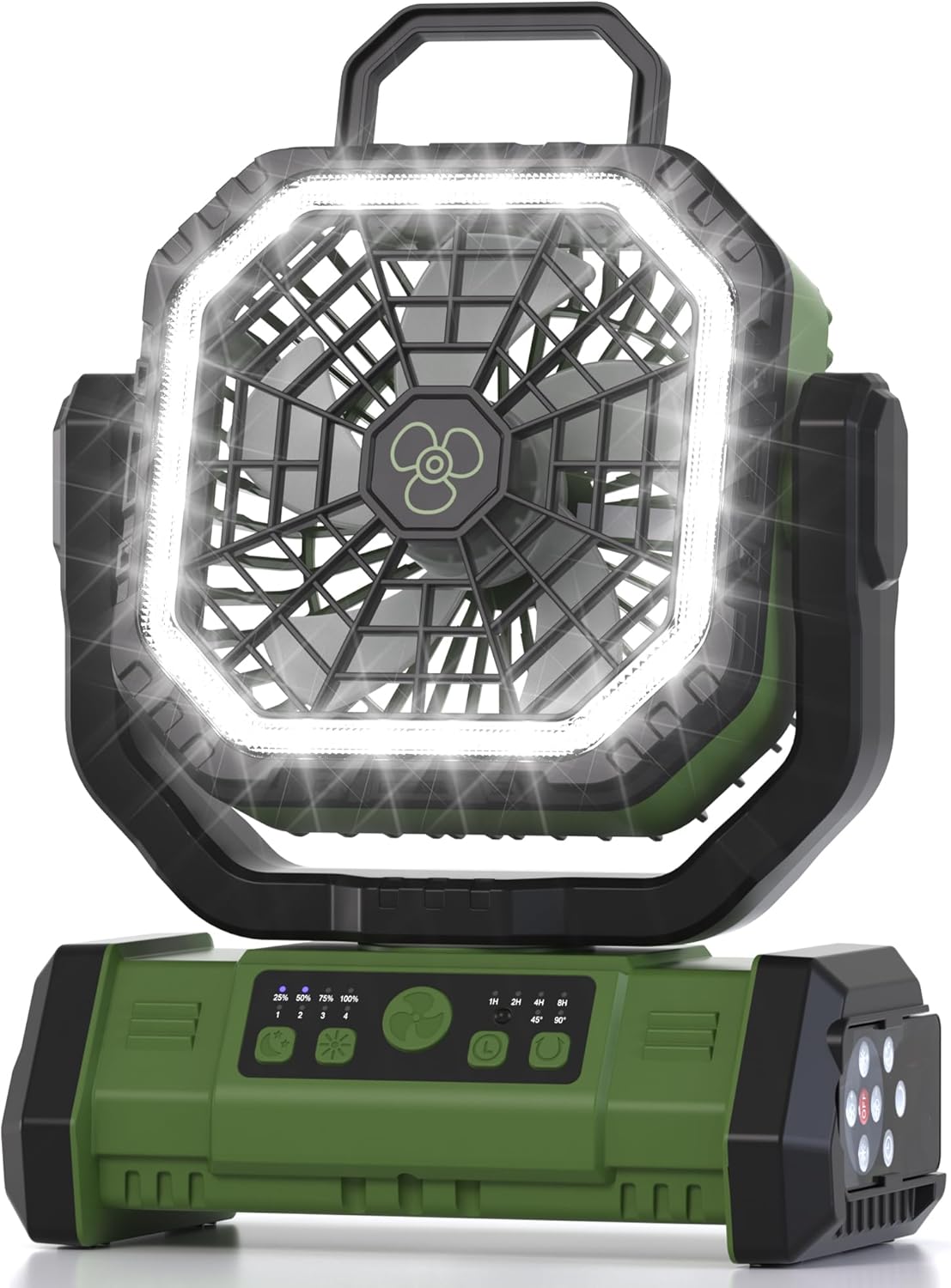 USB-C Rechargeable Outdoor Camping Fan 20000mAh, LED Light & Remote Timer Hanging Tent Fan