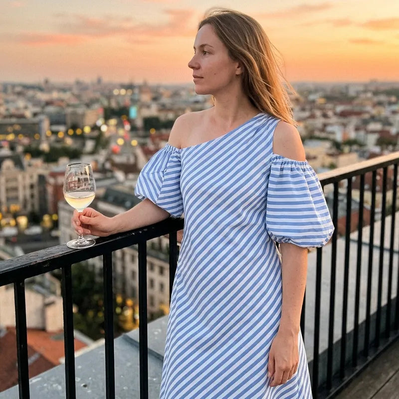 👗Summer Fashion Striped Off-Shoulder Dress