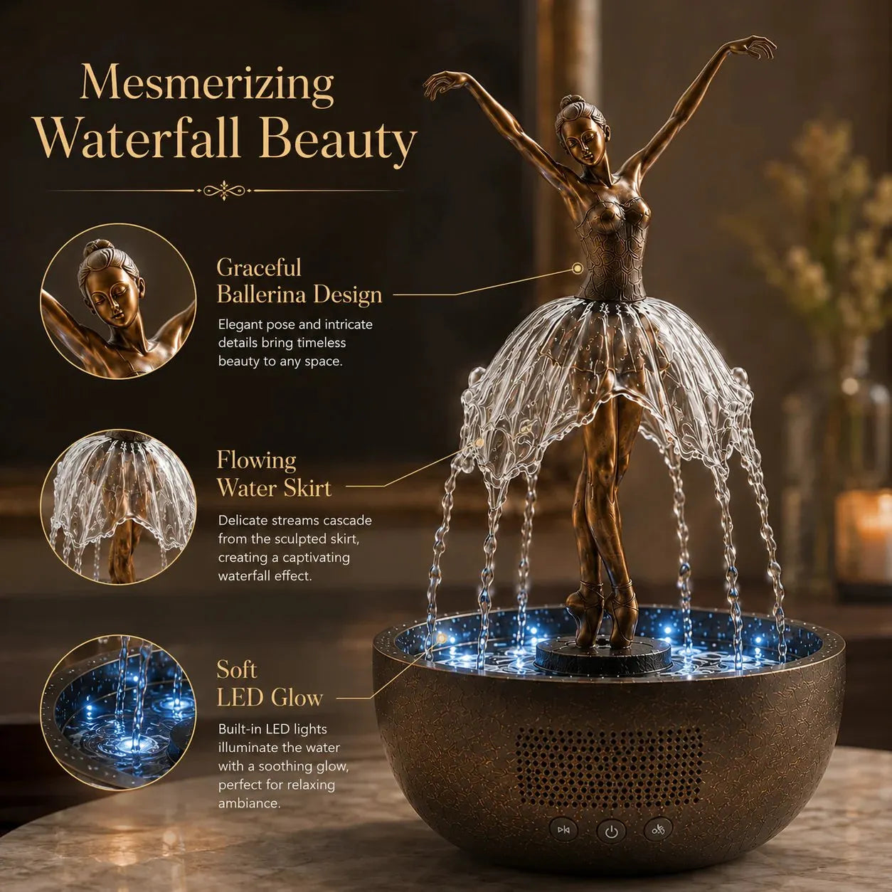 💥Hot Selling 💃🩰Elegant Ballet Dancer Desktop Fountain