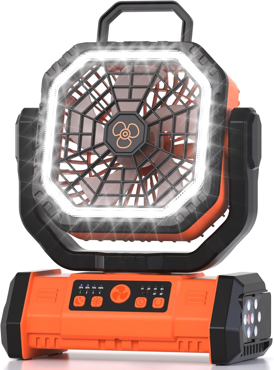 USB-C Rechargeable Outdoor Camping Fan 20000mAh, LED Light & Remote Timer Hanging Tent Fan
