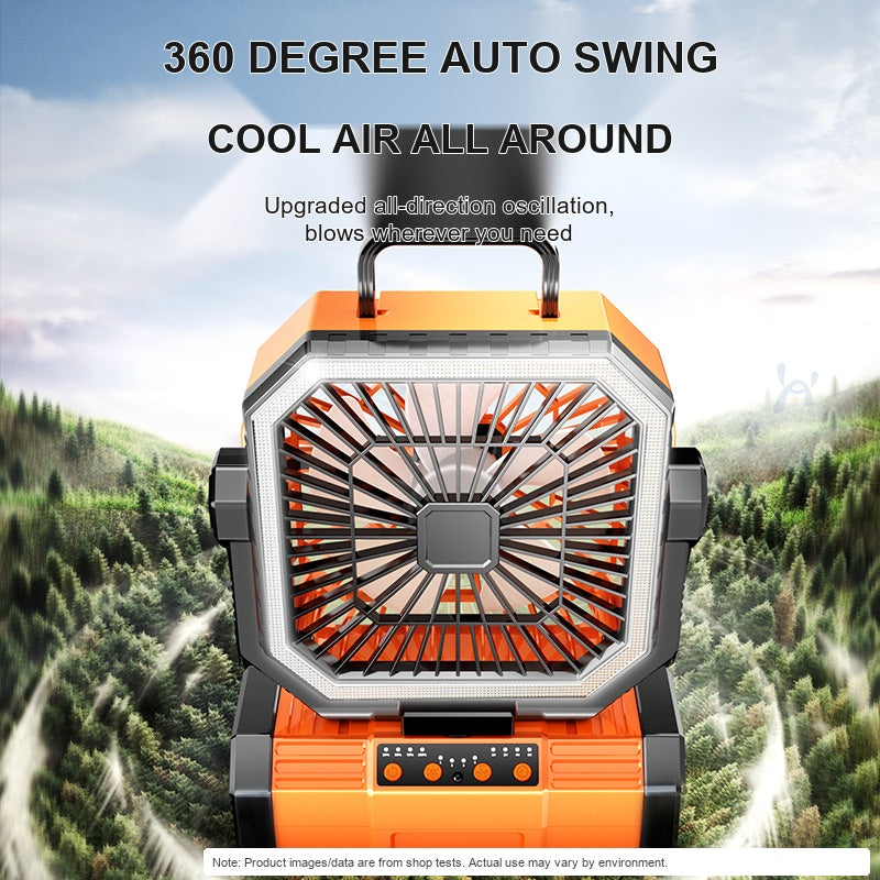 USB-C Rechargeable Outdoor Camping Fan 20000mAh, LED Light & Remote Timer Hanging Tent Fan