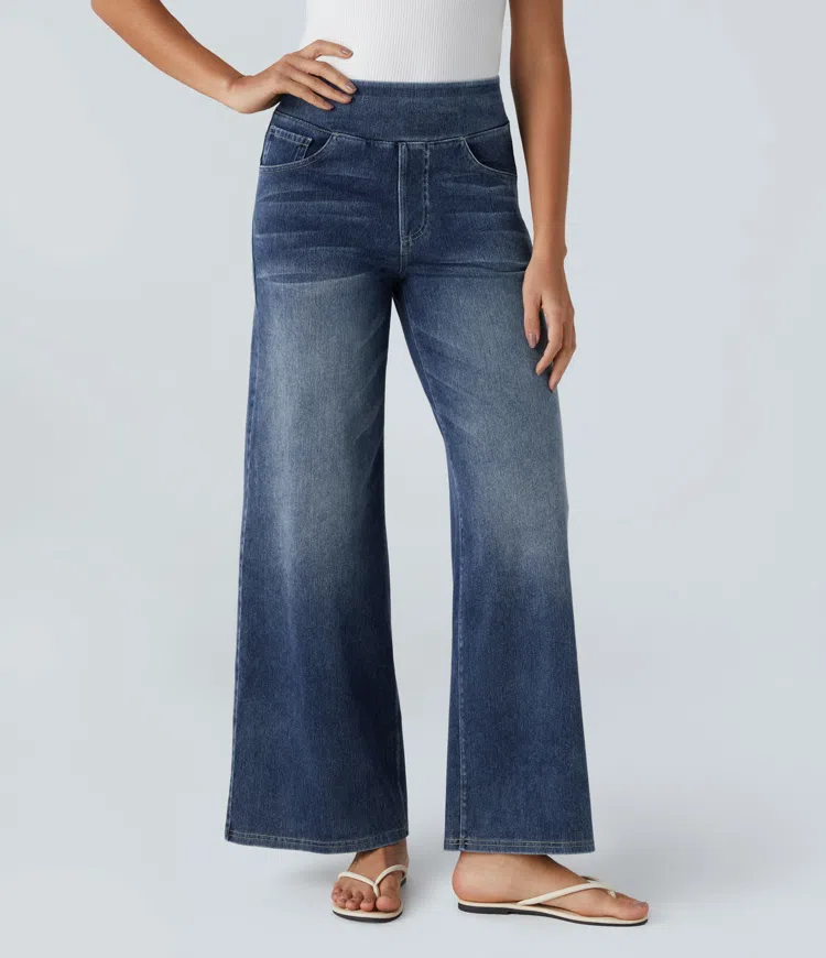 Naotstore - Super Stretch High-Waisted Wide Leg Jeans