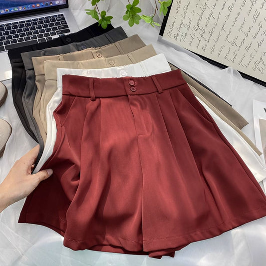 Naotstore - High waist ice silk suit shorts