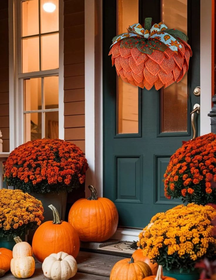 🍁Last day! 💥Special sale - Farmhouse Pumpkin Wreath For Front Door - naotstore