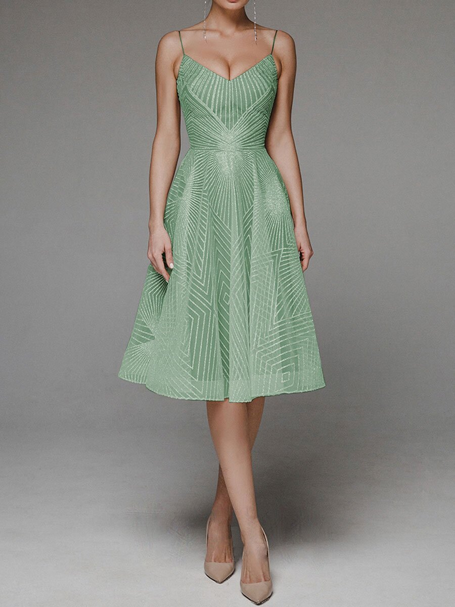 Stylish V-neck slip dress with subtle shimmer