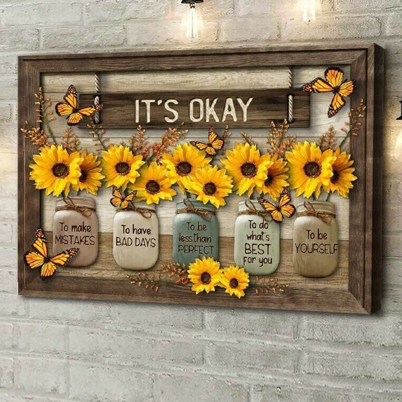 🌻Last day! 💥Special sale - Butterfly Sunflowers Wall Art - naotstore