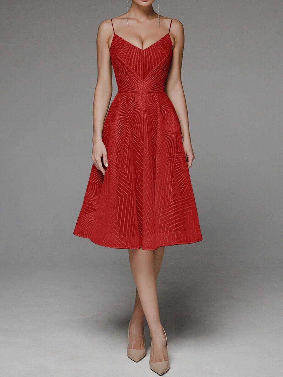 Stylish V-neck slip dress with subtle shimmer