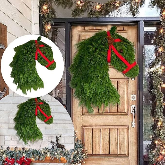 Naotstore - Winter Wreath Farmhouses Horse Head Christmas Wreath