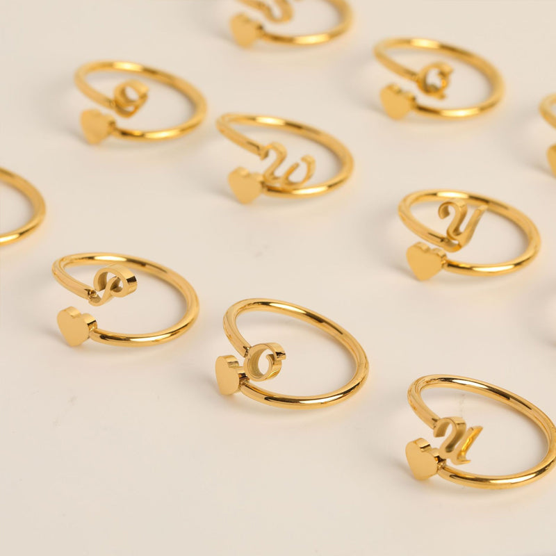 Dainty Initial Heart Ring - naotstore