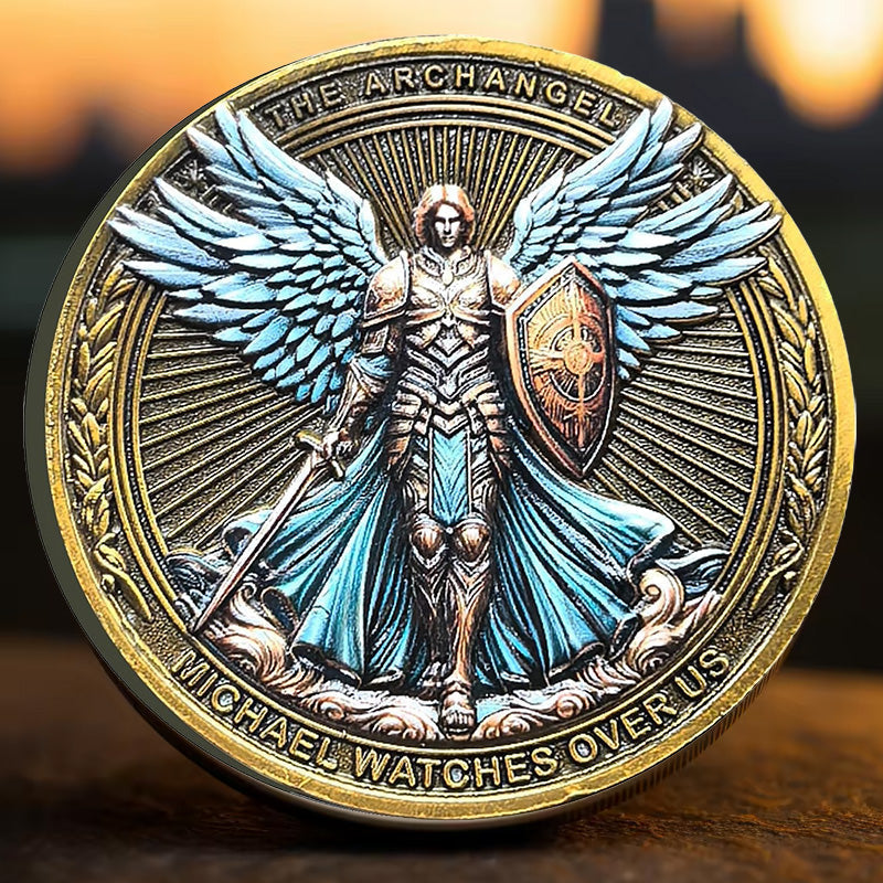 🔥Last day! 💥Special sale - The Archangel Michael Watches Over Us Challenge Coin - naotstore