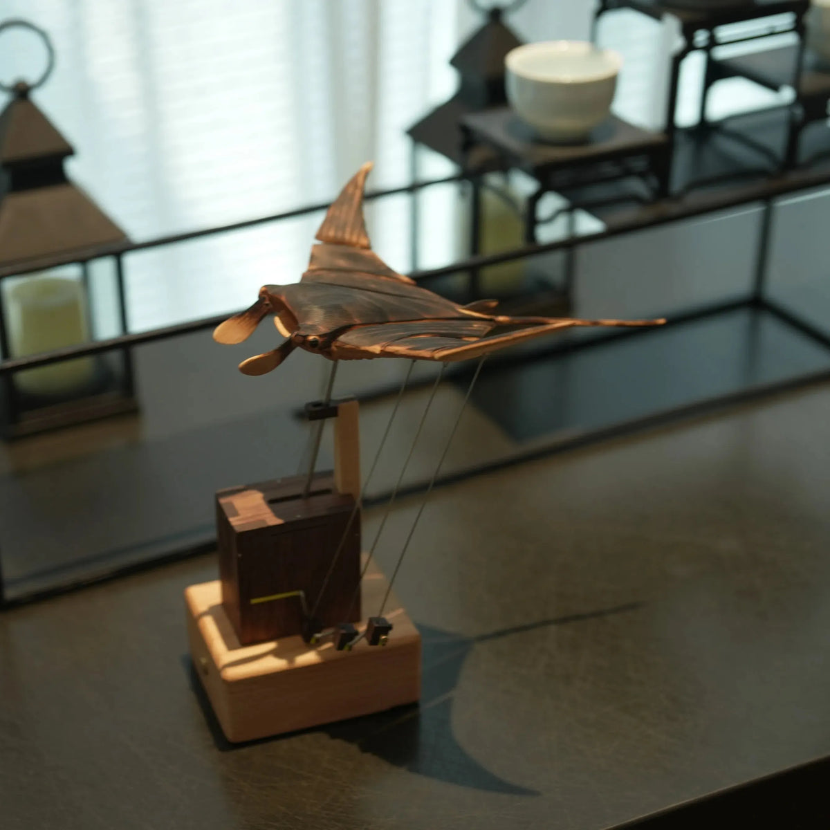 Upgraded Handmade Wooden Electric Bionic Manta Ray Ornament